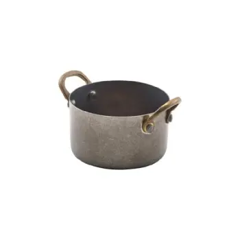 Genware Mini Casserole Dish 5 in x 3 1/2 in x 2 1/2 in (12 oz) Vintage Stainless Steel - Set of 12