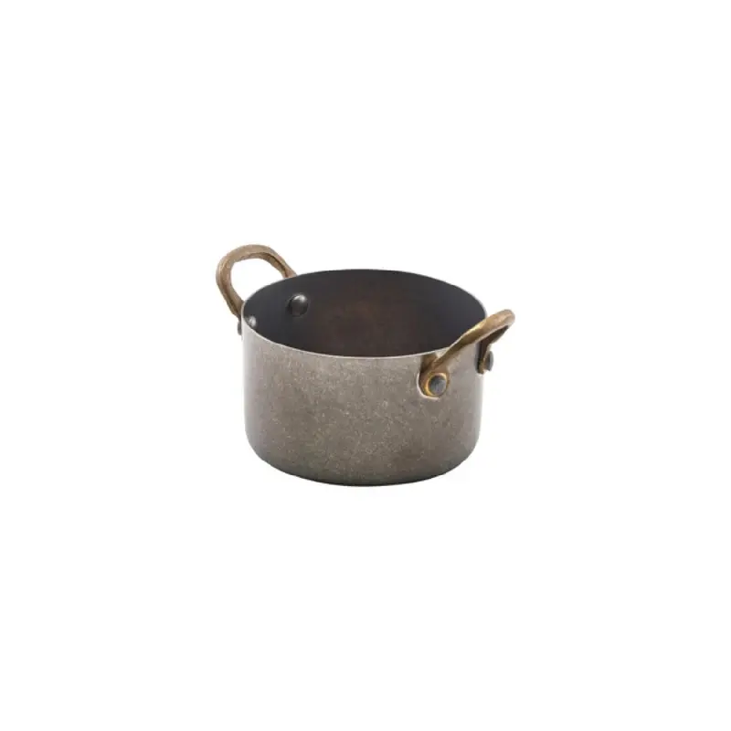 Genware Mini Casserole Dish 5 in x 3 1/2 in x 2 1/2 in (12 oz) Vintage Stainless Steel - Set of 12