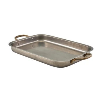 Genware Deep Tray 13 in x 9 1/4 in x 1 in Vintage Stainless Steel - Set of 3