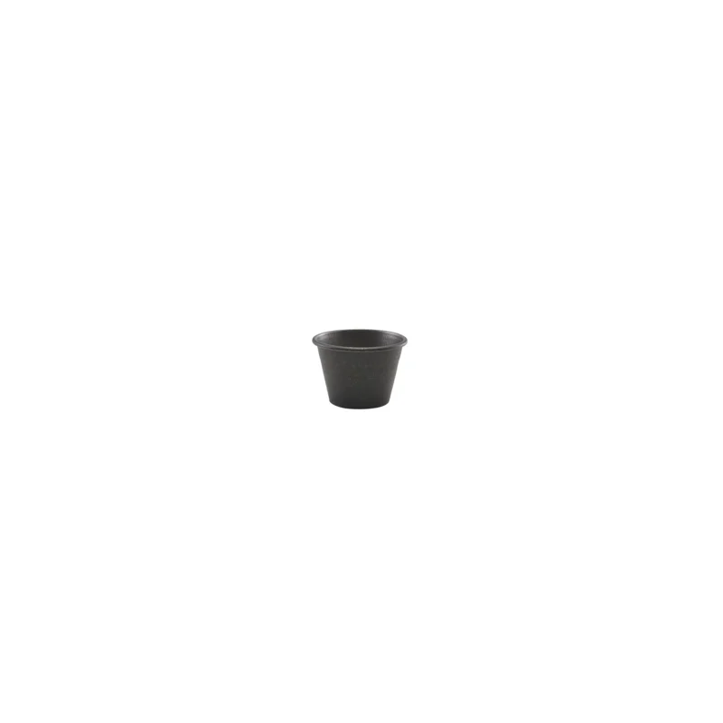 Genware Ramekin 2 3/8 in x 1 3/4 in (2 1/2 oz) Vintage Stainless Steel Black - Set of 24 Genware Ramekin 2 3/8 in x 1 3/4 in (2 1/2 oz) Vintage Stainless Steel Black - Set of 24