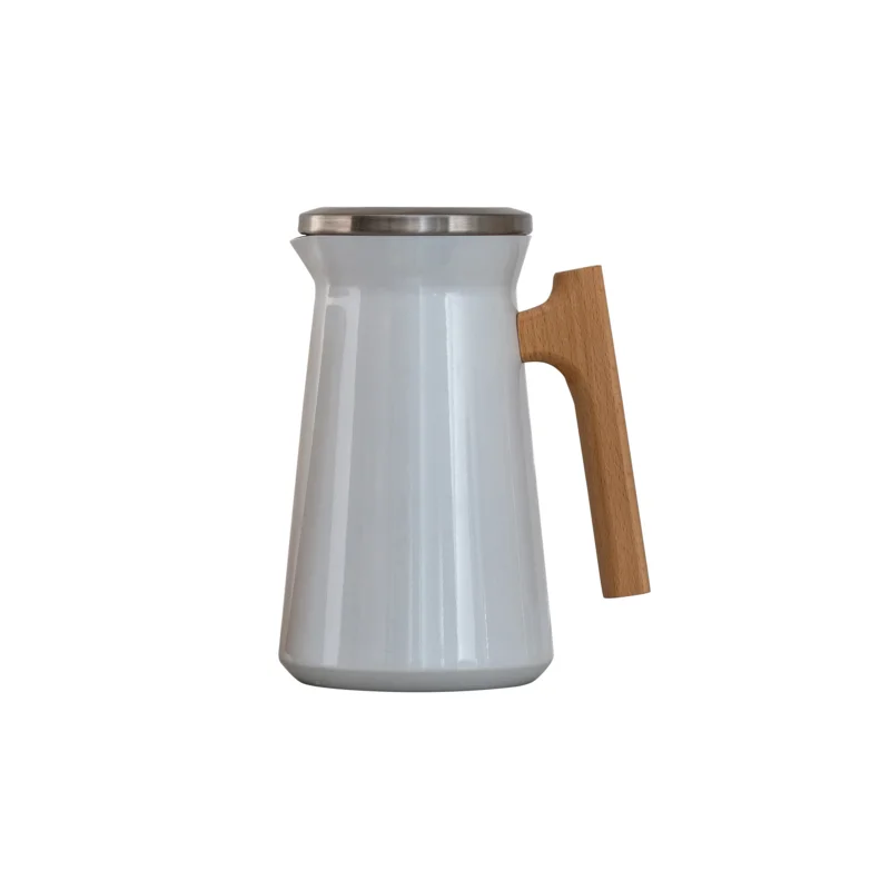 Complements Server Vacuum insulated Stainless Liner With Wood Handle 6 5/8 in x 8 1/2 in (1 Liter) White - Set of 6