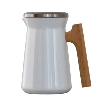 Complements Server Vacuum insulated Stainless Liner With Wood Handle 6 1/2 in x 7 1/2 in (0.7 Liter) White - Set of 6