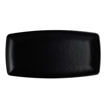 Creations Melamine Rectangular Plate Black 13 in x 6 1/2 in x 1 3/8 in Cali - Set of 12