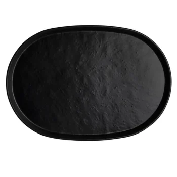 Creations Melamine Oval Tray Black 17 in x 11 3/4 in x 1 in Cali - Set of 12
