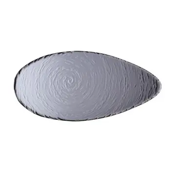 Creations Glass Oval Platter 12 1/8 in x 5 7/8 in x 7/8 in Scape Smoked - Set of 6