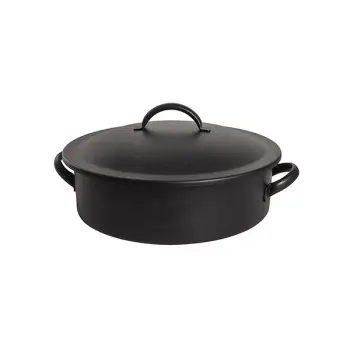 D.W.Haber Round Black Homestyle Chafer L 14 1/4" W 12" H 6 3/4" - 4 Qt - 3.8 L -