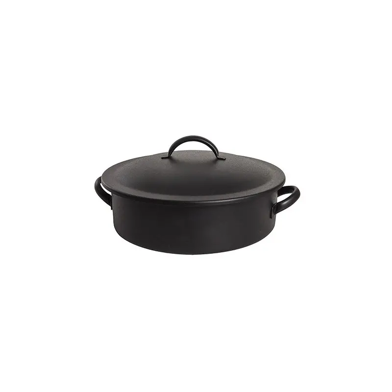 D.W.Haber Round Black Homestyle Chafer L 14 1/4" W 12" H 6 3/4" - 4 Qt - 3.8 L -