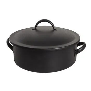 D.W.Haber Round Black Homestyle Chafer L 11 1/2" W 9 1/2" H 5 3/4" - 2 Qt - 1.9 L -