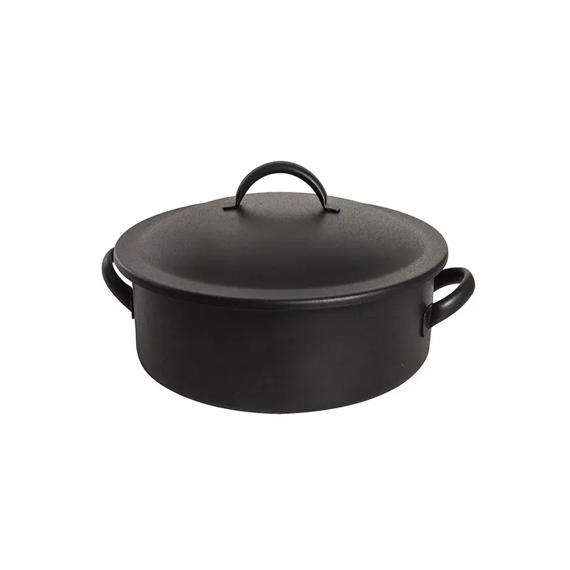 D.W.Haber Round Black Homestyle Chafer L 11 1/2" W 9 1/2" H 5 3/4" - 2 Qt - 1.9 L -