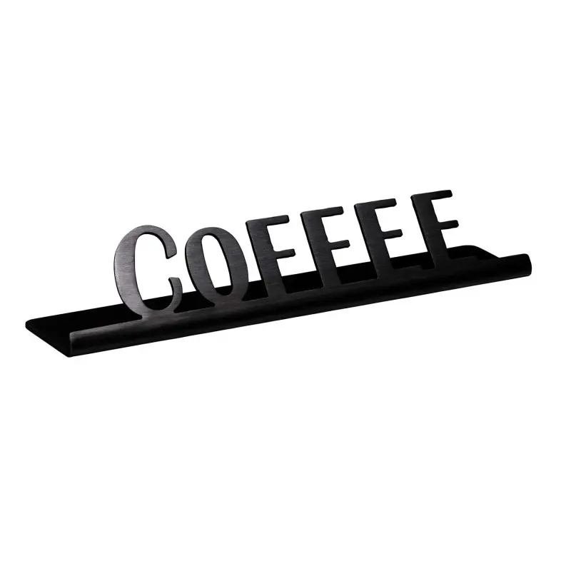 Service Ideas Laser Brushed Coffee Sign Short Black Onyx Finish Service Ideas Laser Brushed Coffee Sign Short Black Onyx Finish