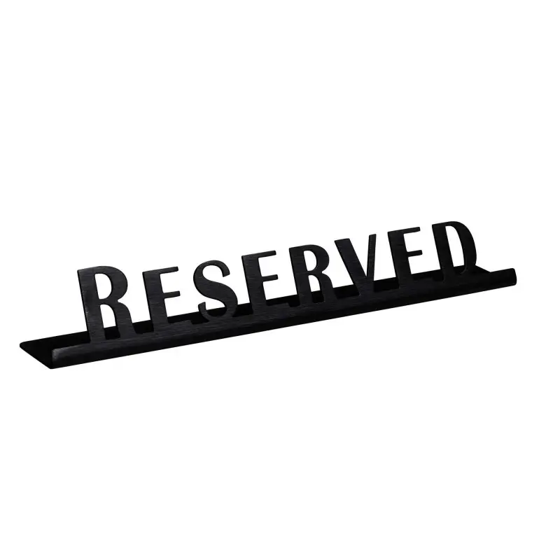 Service Ideas Laser Brushed Reserved Sign Short Black Onyx Finish Service Ideas Laser Brushed Reserved Sign Short Black Onyx Finish