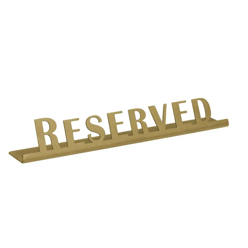 Service Ideas Laser Brushed Reserved Sign Short Vintage Gold Finish Service Ideas Laser Brushed Reserved Sign Short Vintage Gold Finish