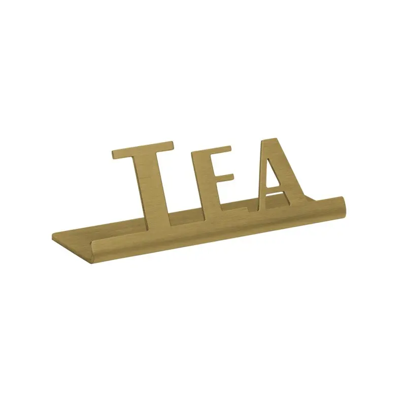 Service Ideas Laser Brushed Tea Sign Short Vintage Gold Finish Service Ideas Laser Brushed Tea Sign Short Vintage Gold Finish