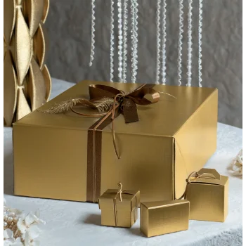 Deluxe Textured Gold Square Cake Boxes 210 X 210 X 110 mm - Pack of 50