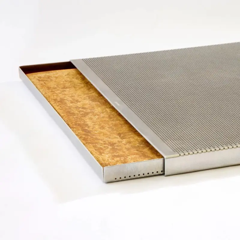 Pavoni Italia Micro Perforated Aluminum Puff Pastry Tray Kit by Cesare Murzilli - 600 mm x 400 mm x h 10 mm Pavoni Italia Micro Perforated Aluminum Puff Pastry Tray Kit by Cesare Murzilli - 600 mm x 400 mm x h 10 mm