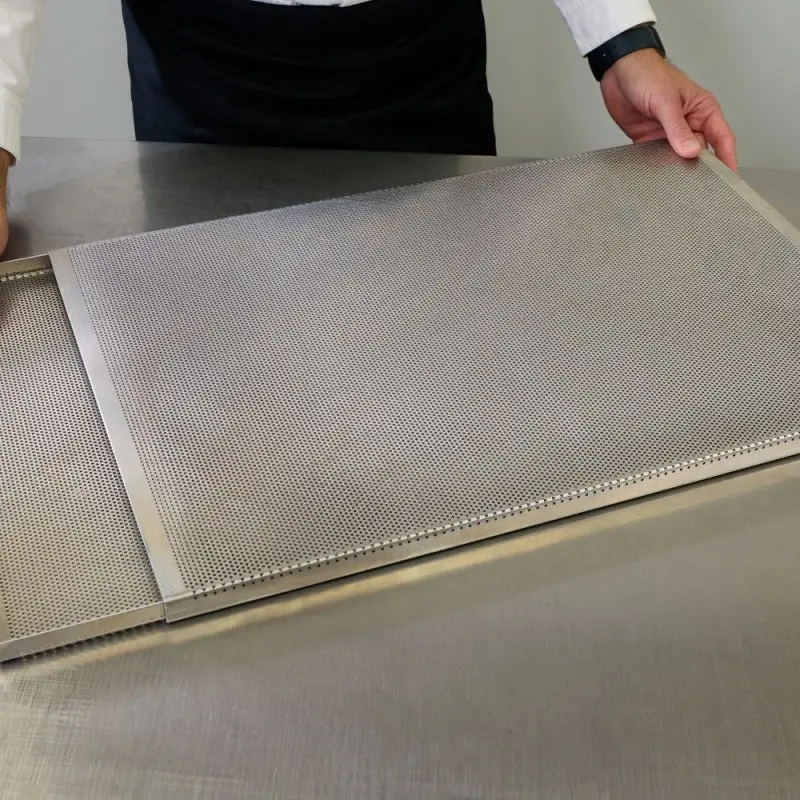 Pavoni Italia Micro Perforated Aluminum Puff Pastry Tray Kit by Cesare Murzilli - 600 mm x 400 mm x h 20 mm Pavoni Italia Micro Perforated Aluminum Puff Pastry Tray Kit by Cesare Murzilli - 600 mm x 400 mm x h 20 mm