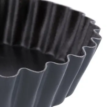Matfer Bourgeat Exopan Steel Fluted Tartlet Molds - 3 3/8'' Diam - Pack of 12