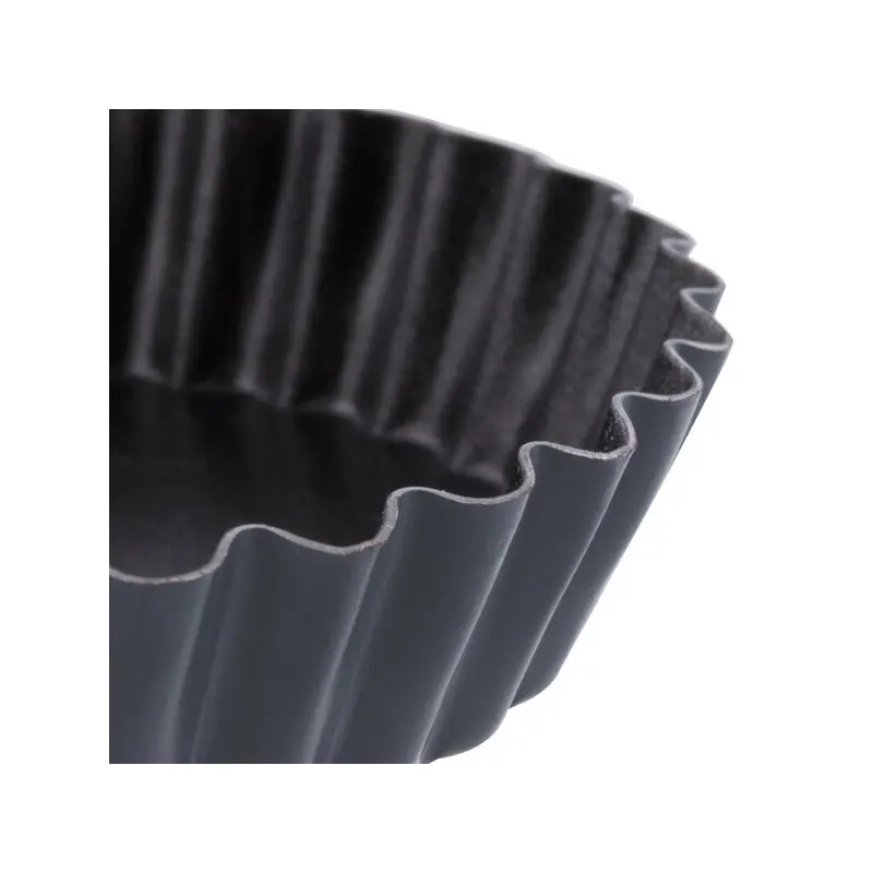 Matfer Bourgeat Exopan Steel Fluted Tartlet Molds - 3 3/8'' Diam - Pack of 12