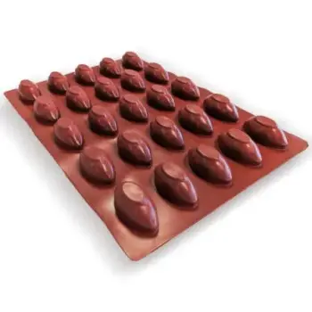 SILMAE Professional Silicone Pastry Mold - Cocoa Pod - 94 mm x 46 mm x 36 mm – 76 ml - 25 cavity