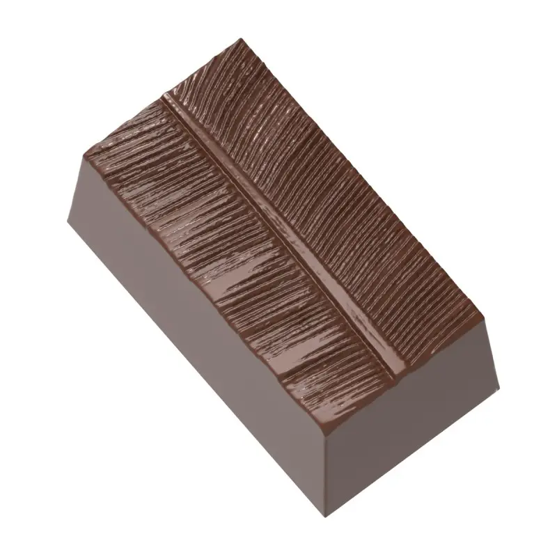 Polycarbonate Banana Leaf Block Chocolate Mold by Nora Chokladskola - 34mm x 18mm x h 15mm - 11gr - 24 cavity