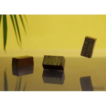 Polycarbonate Banana Leaf Block Chocolate Mold by Nora Chokladskola - 34mm x 18mm x h 15mm - 11gr - 24 cavity