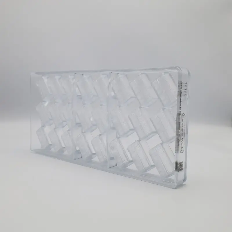 Polycarbonate Banana Leaf Block Chocolate Mold by Nora Chokladskola - 34mm x 18mm x h 15mm - 11gr - 24 cavity