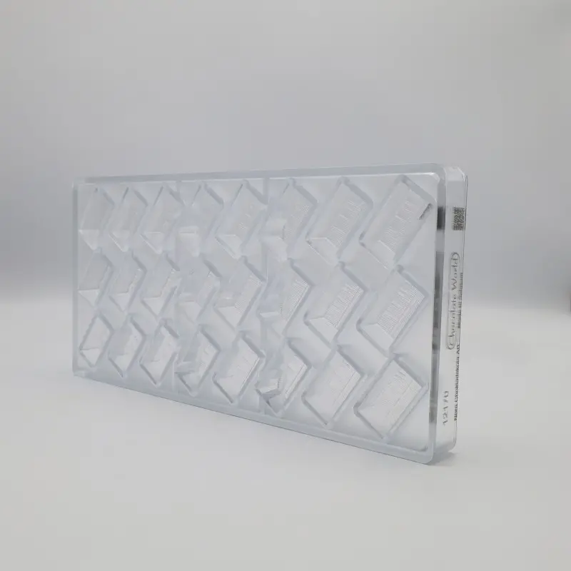 Polycarbonate Banana Leaf Block Chocolate Mold by Nora Chokladskola - 34mm x 18mm x h 15mm - 11gr - 24 cavity