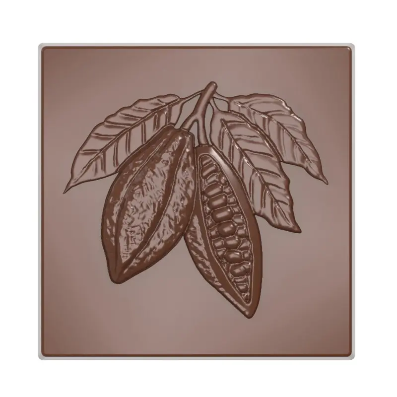 Polycarbonate Cocoa Bean Caraque Napolitain Chocolate Mold - 30mm x 30mm x h 5mm - 5gr - 21 cavity Polycarbonate Cocoa Bean Caraque Napolitain Chocolate Mold - 30mm x 30mm x h 5mm - 5gr - 21 cavity