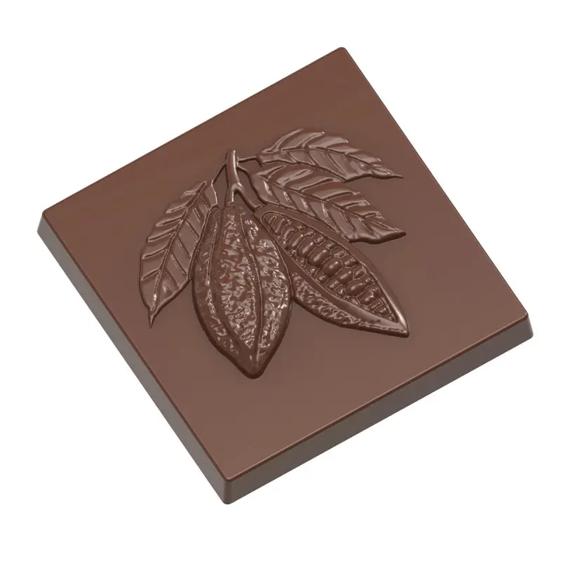 Polycarbonate Cocoa Bean Caraque Napolitain Chocolate Mold - 30mm x 30mm x h 5mm - 5gr - 21 cavity Polycarbonate Cocoa Bean Caraque Napolitain Chocolate Mold - 30mm x 30mm x h 5mm - 5gr - 21 cavity
