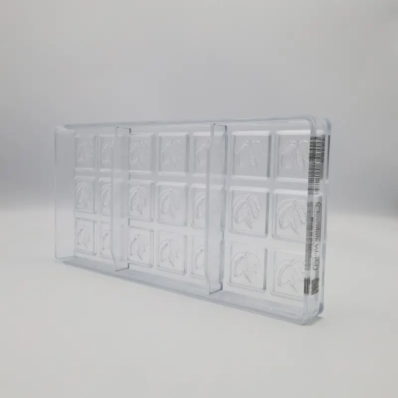Polycarbonate Cocoa Bean Caraque Napolitain Chocolate Mold - 30mm x 30mm x h 5mm - 5gr - 21 cavity Polycarbonate Cocoa Bean Caraque Napolitain Chocolate Mold - 30mm x 30mm x h 5mm - 5gr - 21 cavity