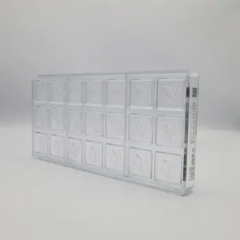 Polycarbonate Cocoa Bean Caraque Napolitain Chocolate Mold - 30mm x 30mm x h 5mm - 5gr - 21 cavity