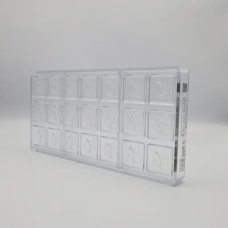 Polycarbonate Cocoa Bean Caraque Napolitain Chocolate Mold - 30mm x 30mm x h 5mm - 5gr - 21 cavity Polycarbonate Cocoa Bean Caraque Napolitain Chocolate Mold - 30mm x 30mm x h 5mm - 5gr - 21 cavity