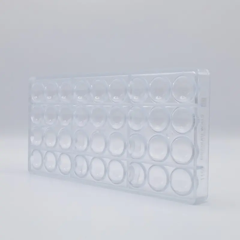 Polycarbonate Hemisphere Half Sphere Chocolate Mold Ø 25mm - 25 x 25 x 12.5 mm - 4gr - 4x9 Cavity Polycarbonate Hemisphere Half Sphere Chocolate Mold Ø 25mm - 25 x 25 x 12.5 mm - 4gr - 4x9 Cavity