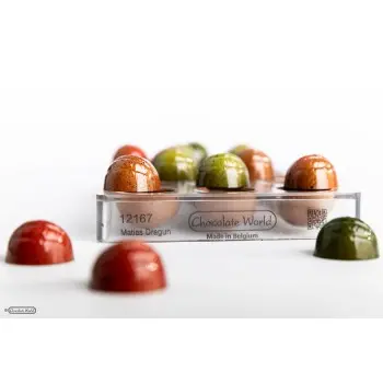 Polycarbonate Cocoa DNA Chocolate Bon Bon Mold by Matias Dragun - 29mm x 29mm x h 17mm - 10gr - 21 cavity