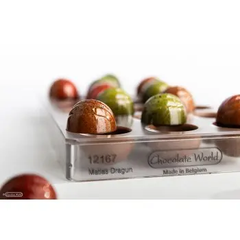 Polycarbonate Cocoa DNA Chocolate Bon Bon Mold by Matias Dragun - 29mm x 29mm x h 17mm - 10gr - 21 cavity