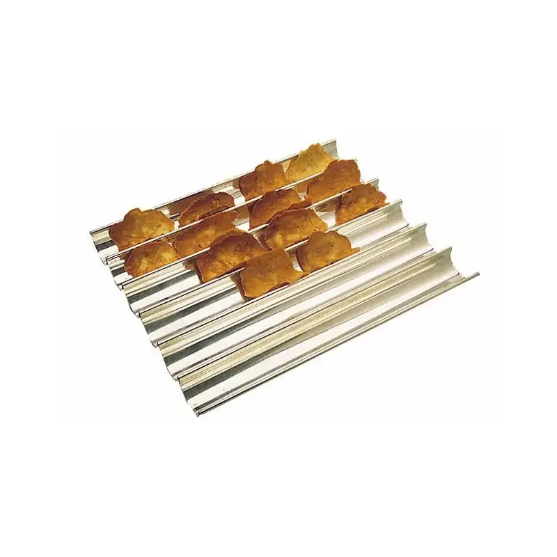 Matfer Bourgeat Stainless Steel Tuiles Baking Sheet - 13 3/4″ x 11 3/4″ - 8 Channels Matfer Bourgeat Stainless Steel Tuiles Baking Sheet - 13 3/4″ x 11 3/4″ - 8 Channels