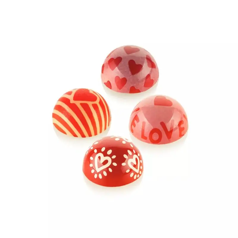 Silikomart Professional Choco Stamp C - 4 Valentine's Day Designed Stamps for Chocolate Semisphere Molds - ø31 x h 19 mm Silikomart Professional Choco Stamp C - 4 Valentine's Day Designed Stamps for Chocolate Semisphere Molds - ø31 x h 19 mm