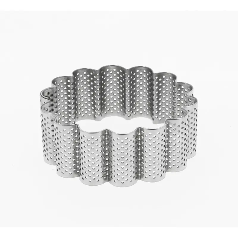Perforated Stainless Steel Fluted Circle Tart Ring - Ø 80 mm x h 30 mm Perforated Stainless Steel Fluted Circle Tart Ring - Ø 80 mm x h 30 mm