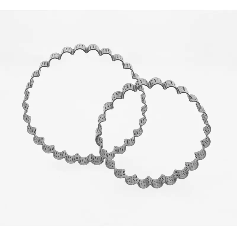 Perforated Stainless Steel Fluted Circle Tart Ring - Ø 90 mm x h 20 mm Perforated Stainless Steel Fluted Circle Tart Ring - Ø 90 mm x h 20 mm