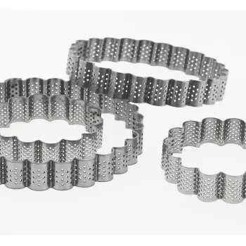 Perforated Stainless Steel Fluted Circle Tart Ring - Ø 120 mm x h 25 mm