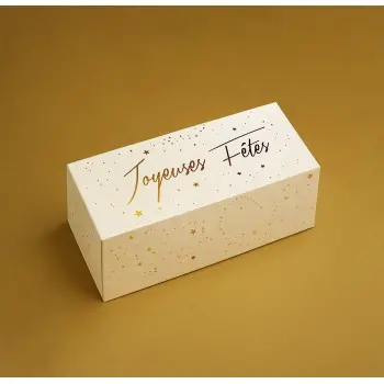 Deluxe ETOILEE Gold Star White Yule Log Cake Boxes - 30 x 11 x 11 cm - Pack of 25