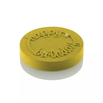 Silikomart Professional Happy Birthday Decor Pastry Topper Mold - ø 180 mm x h 2.5 mm