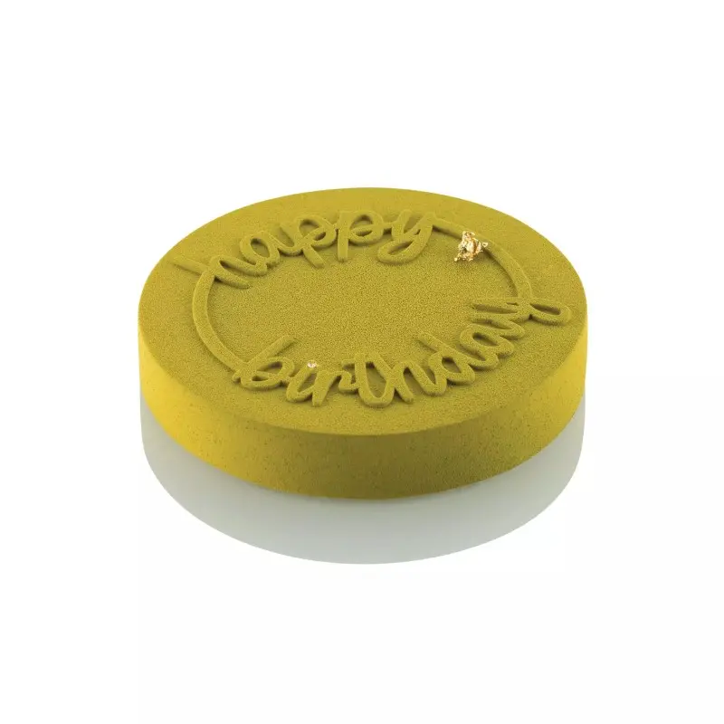 Silikomart Professional Happy Birthday Decor Pastry Topper Mold - ø 180 mm x h 2.5 mm
