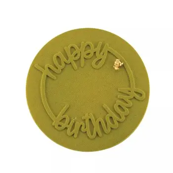 Silikomart Professional Happy Birthday Decor Pastry Topper Mold - ø 180 mm x h 2.5 mm