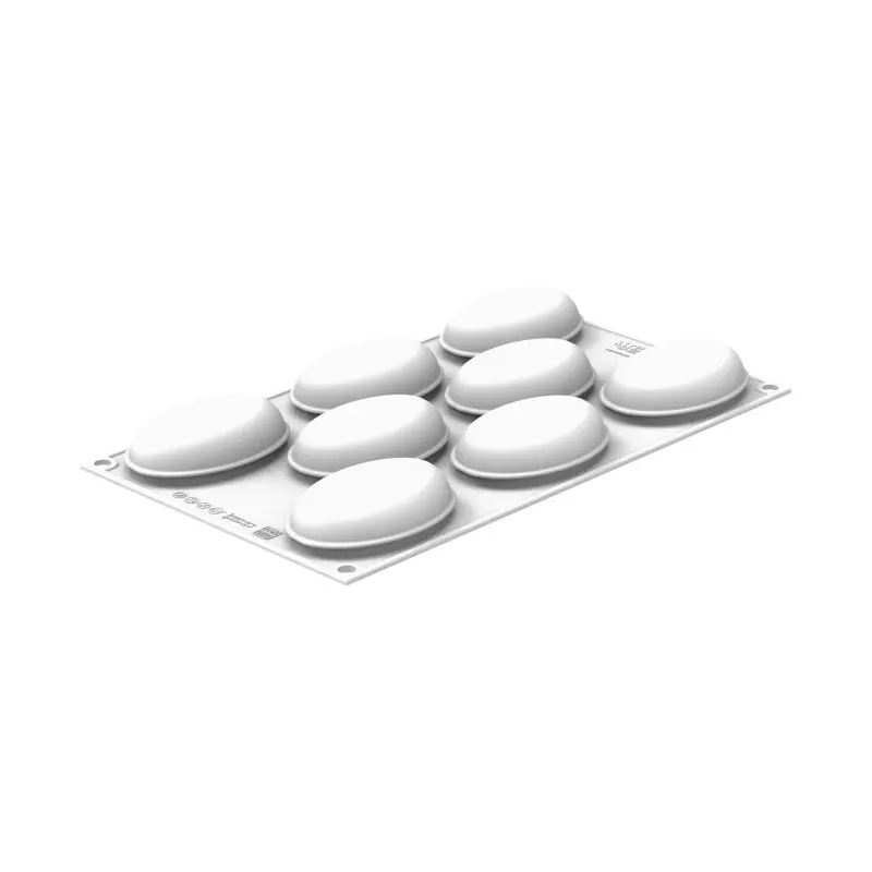 Silikomart Professional Oval 80 Single Portion Silicone Pastry Mold - 80 mm x 52 mm x h 33 mm - 80ml - 8 cavity