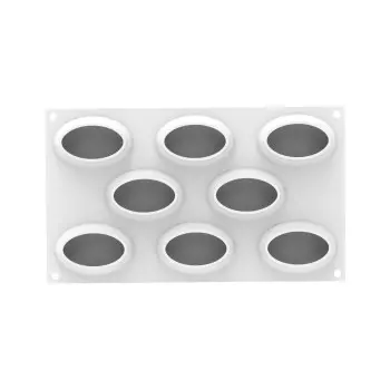 Silikomart Professional Oval 80 Single Portion Silicone Pastry Mold - 80 mm x 52 mm x h 33 mm - 80ml - 8 cavity