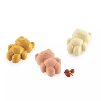 Silikomart Professional Teddy Bear XS 20 Mini Portion Silicone Pastry Mold - 50 mm x 36 mm x h 21 mm - 20ml - 18 cavity
