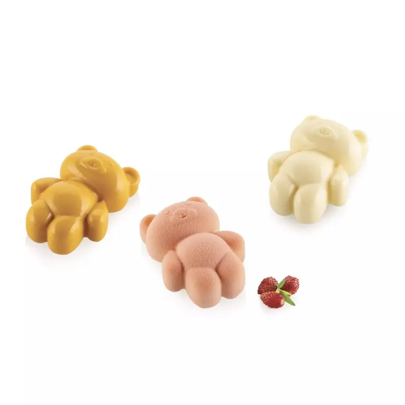 Silikomart Professional Teddy Bear XS 20 Mini Portion Silicone Pastry Mold - 50 mm x 36 mm x h 21 mm - 20ml - 18 cavity