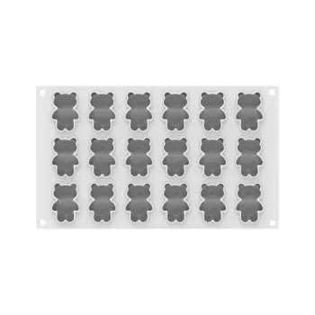 Silikomart Professional Teddy Bear XS 20 Mini Portion Silicone Pastry Mold - 50 mm x 36 mm x h 21 mm - 20ml - 18 cavity