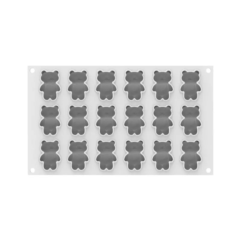 Silikomart Professional Teddy Bear XS 20 Mini Portion Silicone Pastry Mold - 50 mm x 36 mm x h 21 mm - 20ml - 18 cavity